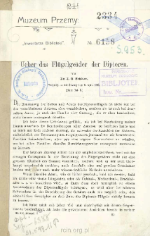 Ueber das Fl&uuml;gelge&auml;der der Dipteren
