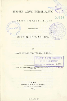 Synopsis Avium Tanagrinarum : A descriptive catalogue of the known species of Tanagers
