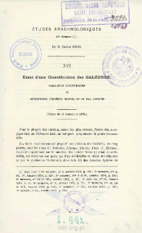 Essai d&rsquo;une classification des Gal&eacute;odes : Remarques synonymiques et descriptions d&rsquo;esp&egrave;ces nouvelles ou mal connues