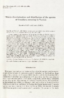 Metric discrimination and distribution of the species of Crocidura occuring in Tunisia