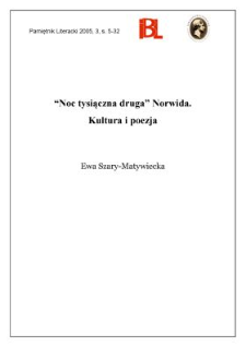 "Noc tysiączna druga" Norwida. Kultura i poezja
