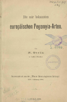 Die mir bekannten europ&auml;ischen Pegomyia-Arten