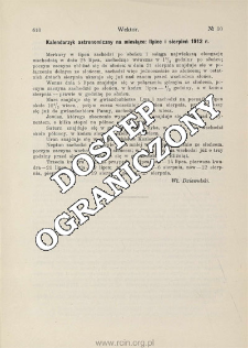 Kalendarzyk astronomiczny na miesiąc: lipiec i sierpień 1912 r.