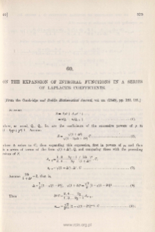 On the Expansion of Integral Functions in a series of Laplace's Coefficients