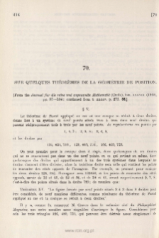 Sur quelques Th&eacute;or&egrave;mes de la G&eacute;om&eacute;trie de Position