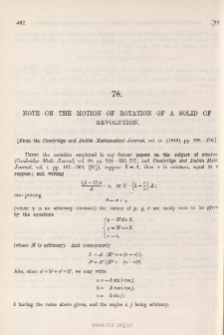 Note on the Motion of Rotation of a Solid of Revolution