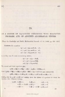On a System of Equations connected with Malfatti's Problem, and on another Algebraical System