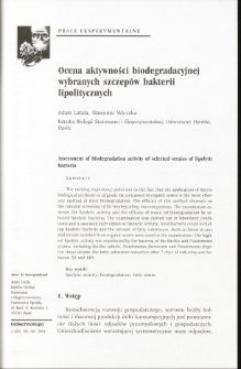 Assessment of biodegradation activity of selected strains of lipolytic bacteria