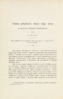 Pomiary pobudliwości r&oacute;żnych miejsc nerwu za pomocą rozbrojeń kondensatora