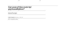 Czy Lacan w Polsce może być psychoanalitykiem?