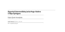 Reportaż intermedialny Jacka Hugo-Badera i Filipa Springera