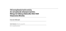 Od zarządzania tw&oacute;rczością do zarządzania własnym życiem. Wstęp do lektury "Dziennika 1962-1989" Sławomira Mrożka