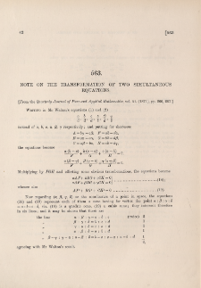 Note on the transformation of two simultaneous equations