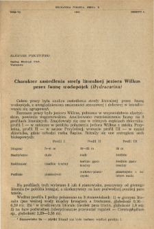 Charakter zasiedlenia strefy litoralnej jeziora Wilkus przez faunę wodop&oacute;jek (Hydracarina)