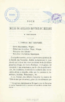 Note sur les moeurs de quelques reptiles du Mexique