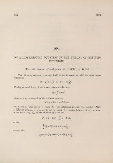 On a differential equation in the theory of elliptic functions