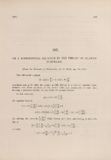 On a differential equation in the theory of elliptic functions