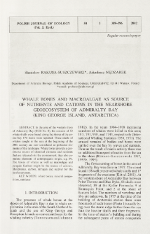 Whale bones and macroalgae as source of nutrients and cations in the nearshore geoecosystem of Admiralty Bay (King George Island, Antarctica)