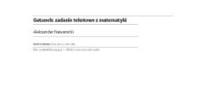 Gatunek: zadanie tekstowe z matematyki