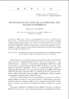 Indonesian Music-Culture as a Personal and Research Experience