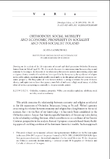 Orthodoxy, Social Mobility, and Economic Prosperity in Socialist and Post-Socialist Poland