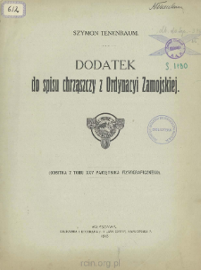 Dodatek do spisu chrząszczy z Ordynacyi Zamojskiej