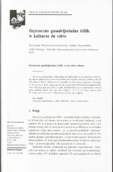 Oxycoccus quadripetalus Gilib. w kulturze in vitro