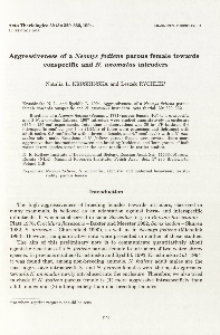 Aggressiveness of a Neomys fodiens parous female towards conspecific and N. anomalus intruders