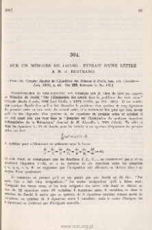 Sur un memoire de Jacobi. Extrait d'une lettre a M. J. Bertrand