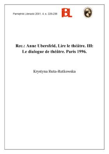 Anne Ubersfeld, Lire le th&eacute;&acirc;tre : III : le dialogue de th&eacute;&acirc;tre. Paris 1996