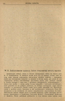 W. N. Beklemiszew uczony, kt&oacute;ry wyprzedził swoją epokę