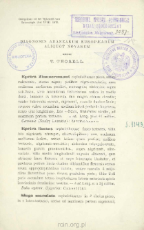 Diagnoses aranearum Europaearum aliquot novarum