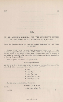 On Mr Anglin's formula for the successive of the root of an algebraical equation
