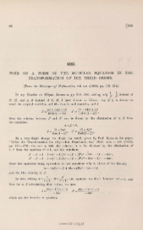 Note on a form of the modular equation in the transformation of the third order