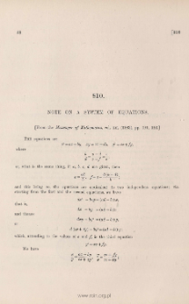 Note on a system of equations