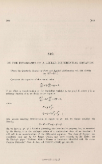 On the invariants of a linear differential equation