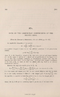 Note on the Legendrian coefficients of the second kind