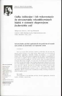 Inclusion bodies and their application for the profuction of recombinant proteins in Escherichia coli expression system