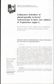 Endogenous hydrolysis of glucotropaeolin to benzyl isothiocyanate in hair root cultures of Tropaeolum majus L.