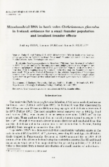 Mitochondrial DNA in bank voles Clethrionomys glareolus in Ireland: evidence for a small founder population and localized founder effects