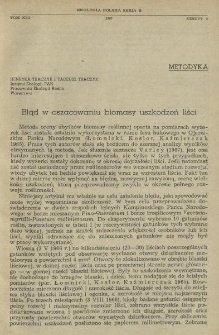 Błąd w oszacowaniu biomasy uszkodzeń liści