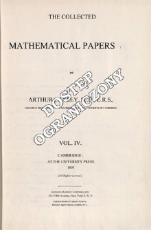 The collected mathematical papers of Arthur Cayley. Vol. 4. Table of contents and extras