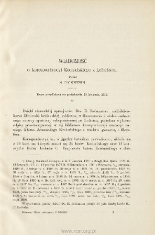 Wiadomość o korespondencyi Kochańskiego z Leibnizem