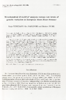 Bisoniana 117. Mitochondrial DNA-RFLP analysis reveals liw levels of genetic variation in European bison Bison bonasus