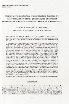 Noninvasive monitoring of reproductive function by determination of faecal progestagens and sexual behaviour in a herd of Przewalski mares in a semireserve