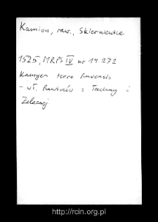 Kamion. Files of Rawa Mazowiecka district in the Middle Ages. Files of Historico-Geographical Dictionary of Masovia in the Middle Ages
