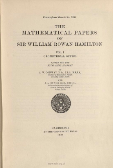The mathematical papers of sir William Rowan Hamilton. Vol. 1, Geometric optics, spis treści i dodatki
