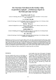 The Chocolate Flint Mines in the Udorka Valley (Częstochowa Upland) &ndash; a Preliminary Report on the Field and Lidar Surveys