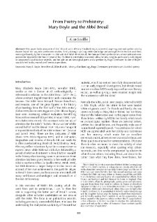 From Poetry to Prehistory: Mary Boyle and the Abb&eacute; Breuil
