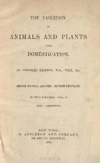 The variation of animals and plants under domestication. Vol. 2